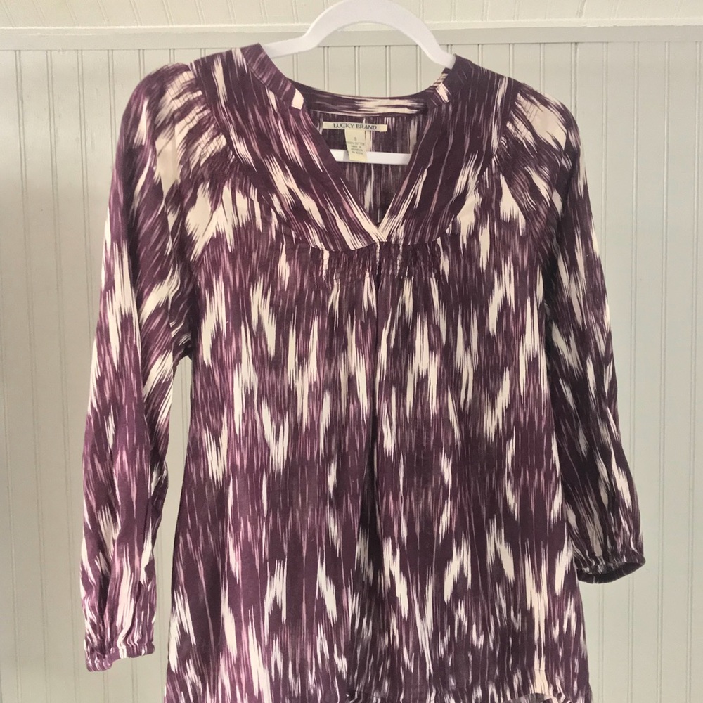 Lucky Brand Small Purple Print V-neck Top